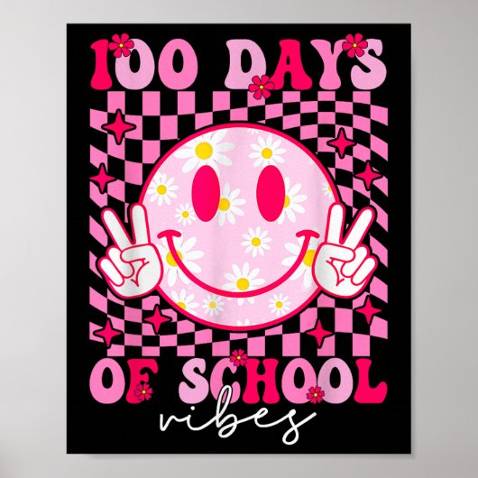 学校の100日目ビーブピンクスマイル顔100日 ポスター (正面)