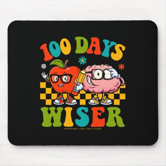 学校の100日目レトロ先生子供100日W マウスパッド (正面)