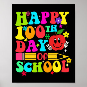 学校の100日目レトロ100日先生学生 ポスター