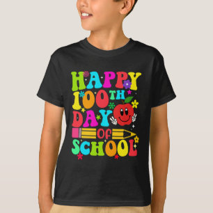 学校の100日目レトロ100日先生学生 Tシャツ
