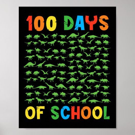 学校の100日目先生キッズ100日恐竜 ポスター (正面)