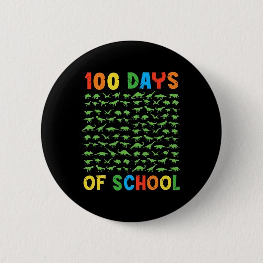 学校の100日目先生キッズ100日恐竜 缶バッジ (正面)