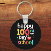 学校の100日目先生子供たち女の子たち幸せ キーホルダー (正面)