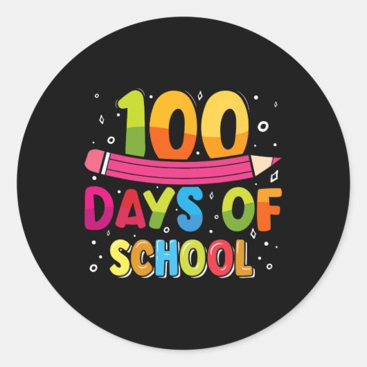 学校の100日目先生子供たち幸せ100日O ラウンドシール (正面)