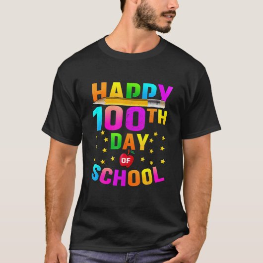 学校の100日目先生子供の子供ハッピー100ダ Tシャツ (正面)