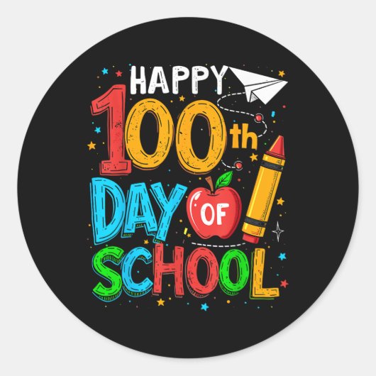 学校の100日目先生子供ハッピー100日 ラウンドシール (正面)