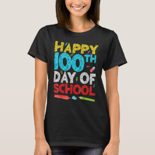 学校の100日目先生子供ハッピー100日 Tシャツ