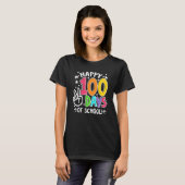 学校の100日目先生子供ハッピー100 Tシャツ (正面フル)