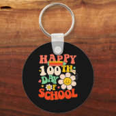 学校の100日目先生子供100日レトロGr キーホルダー (正面)