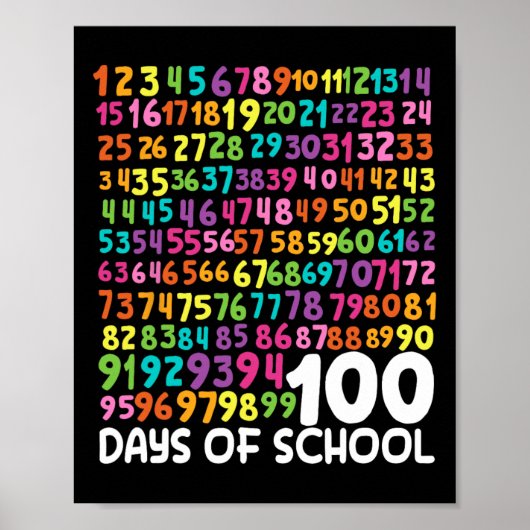 学校の100日目先生子供100日数学番号 ポスター (正面)