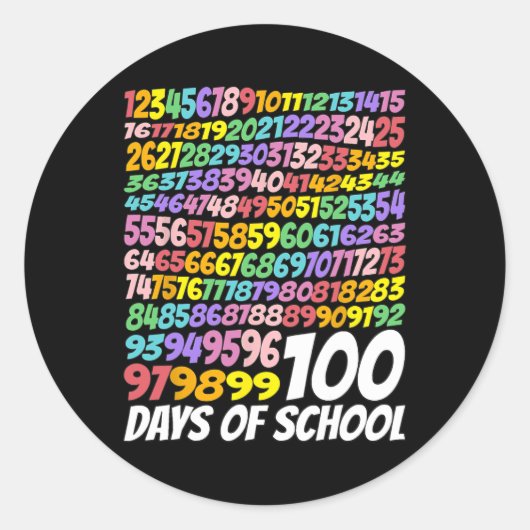 学校の100日目先生子供100日数学番号 ラウンドシール (正面)