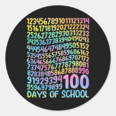 学校の100日目先生子供100日数学番号 ラウンドシール (正面)