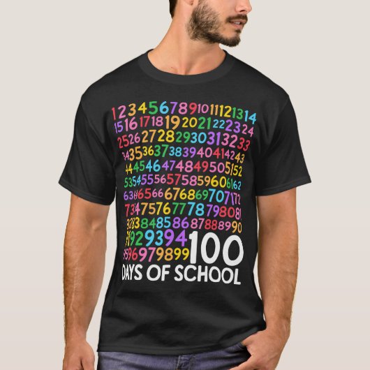 学校の100日目先生子供100日数学番号 Tシャツ (正面)