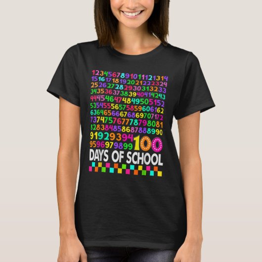 学校の100日目先生子供100日数学番号 Tシャツ (正面)