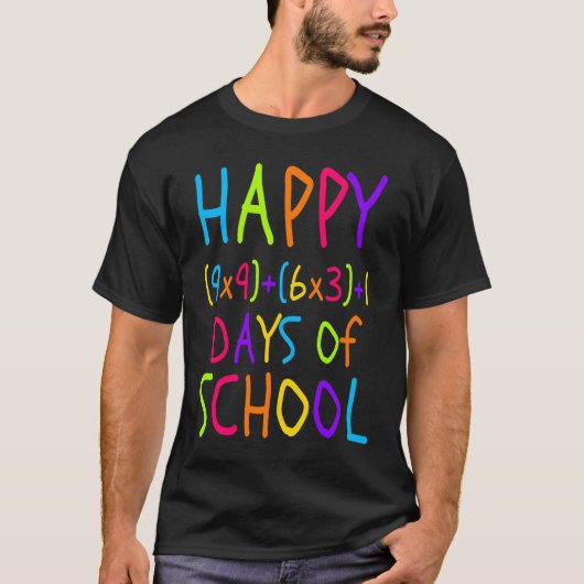 学校の100日目先生子供100日数学 Tシャツ (正面)