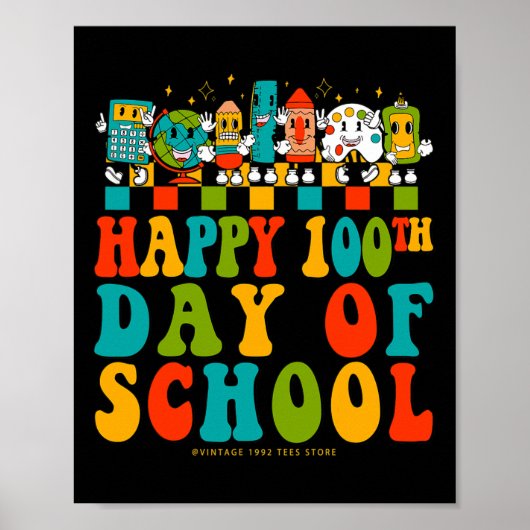 学校の100日目先生学生の子供たちGroovy Hi ポスター (正面)