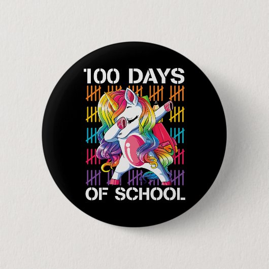 学校の100日目先生100日ユニコーン 缶バッジ (正面)