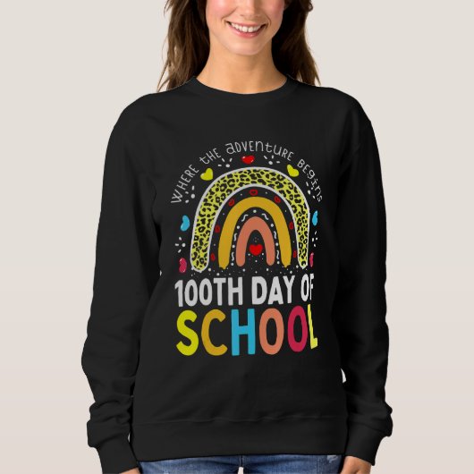 学校の100日目先生100日レオパー スウェットシャツ (正面)
