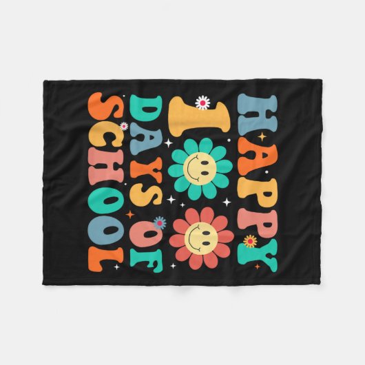 学校の100日目100日学校先生Stu フリースブランケット (正面(横))