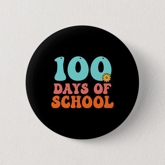 学校の100日目100日学校先生Stu 缶バッジ (正面)