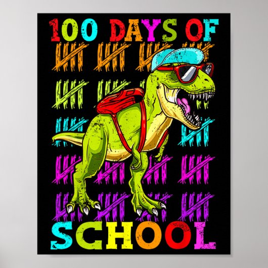 学校の100日目Dinoキッズハッピー100日ディノ ポスター (正面)