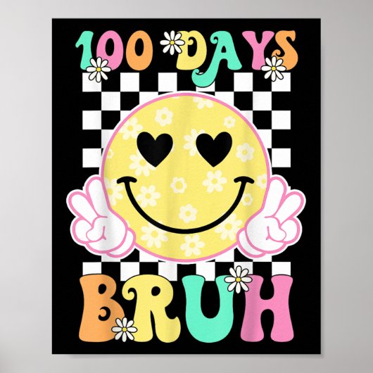 学校の100日目Groovyスマイル顔100日Bru ポスター (正面)
