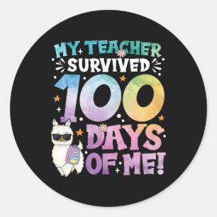 学校の100日私の先生100生き延び日 ラウンドシール