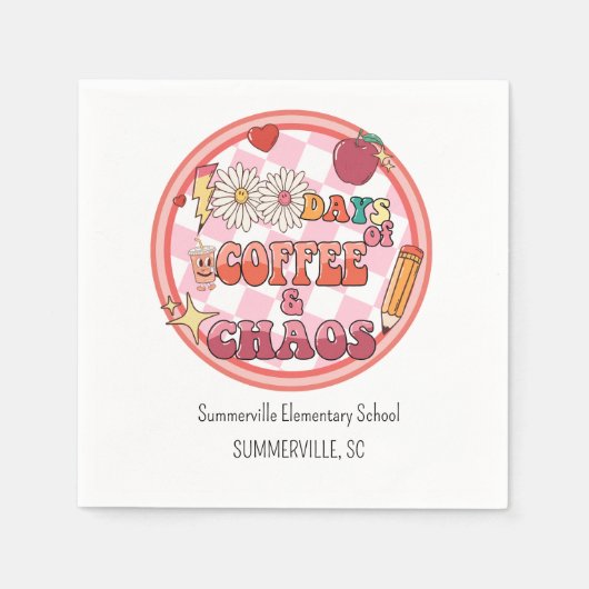 学校の100日10日100th Groovy スタンダードカクテルナプキン (正面)