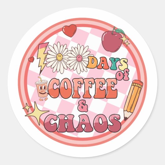 学校の100日10日100th Groovy ラウンドシール (正面)