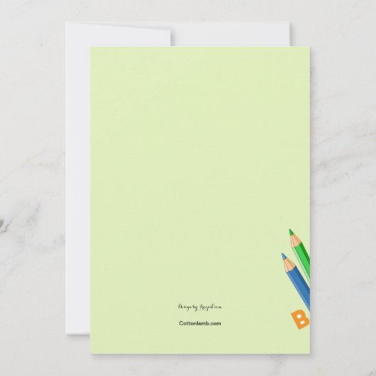 学校は先生の砕氷船Notecardをからかいます 招待状 (裏面)