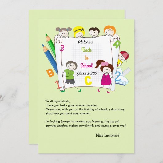 学校は先生の砕氷船Notecardをからかいます 招待状 (正面/裏面)