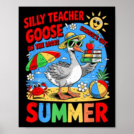 学校は夏の間抜け先生のガチョウ ポスター (正面)
