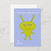 学校は宇宙人が付いているバレンタインカードをからかいます 招待状 (正面/裏面)