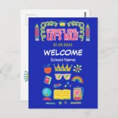 「学校は楽しい、みんなで盛り上がろう」モチベーション名言 ポストカード (正面/裏面)