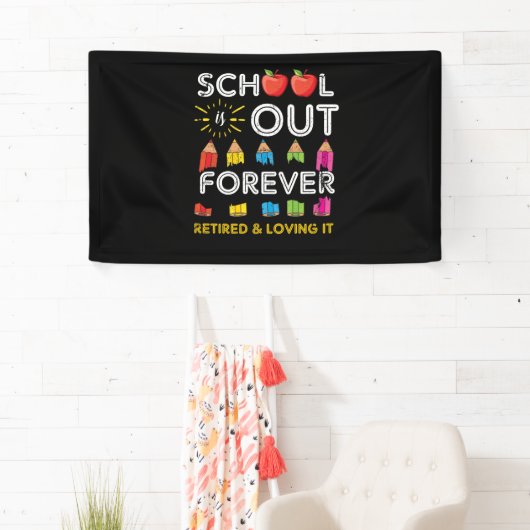 学校は絶え間なく退職した外に出て愛している 横断幕 (インサイチュ)