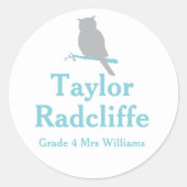 学校は自分のグレードと名前フクロウidシールを追加 ラウンドシール (正面)