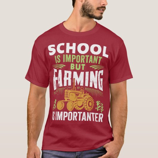 学校は重要だが農業は重要だ Tシャツ (正面)