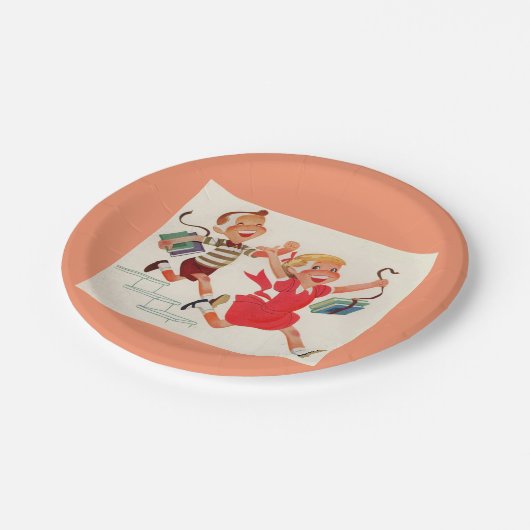 学校への方法の兄弟そして姉妹 ペーパープレート (アングル)