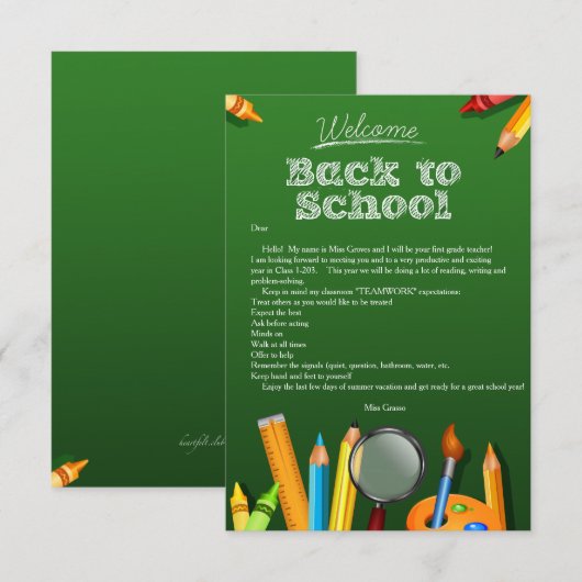 学校へようこそ カード (正面/裏面)