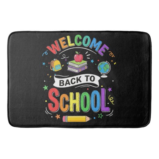 学校へようこそ キッズ 先生 はじめての登校日 バスマット (正面)