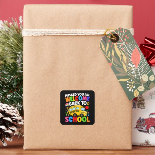 学校へようこそ バス運転手 はじめての登校日 スクエアシール (クリスマス)