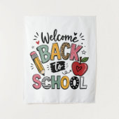 学校へようこそ 先生 生徒 新学期の始まり タペストリー (正面)