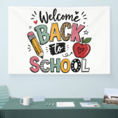 学校へようこそ 先生 生徒 新学期の始まり 横断幕 (トレードショー)