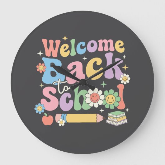 学校へようこそ 学校の初日 先生 ラージ壁時計 (正面)