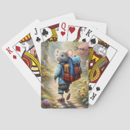 学校へ行く途中でかわいいネズミパーソナライズされたの子 トランプ