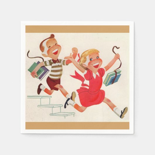 学校へ行く途中の兄妹 スタンダードカクテルナプキン (正面)