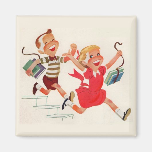 学校へ行く途中の兄妹 マグネット (正面)