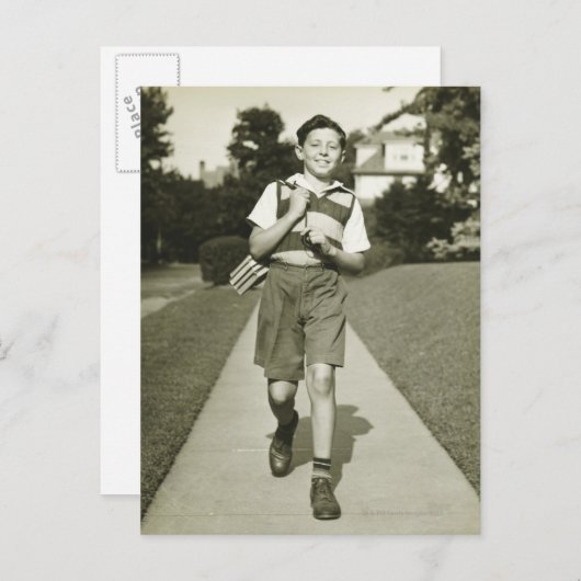 学校へ行く ポストカード (正面/裏面)