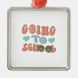 学校へ行く メタルオーナメント