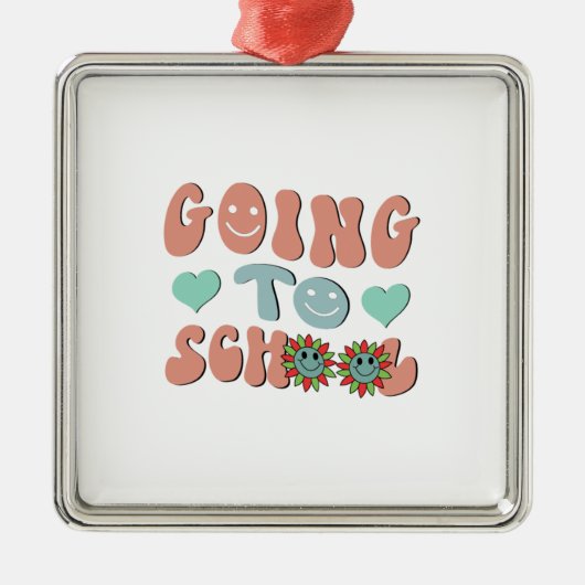 学校へ行く メタルオーナメント (正面)